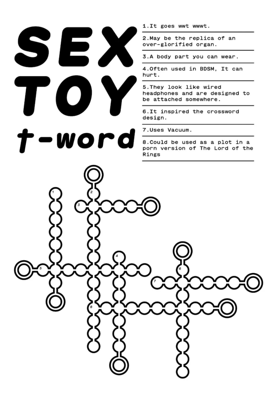 Sex toy t-word, typographic crossword